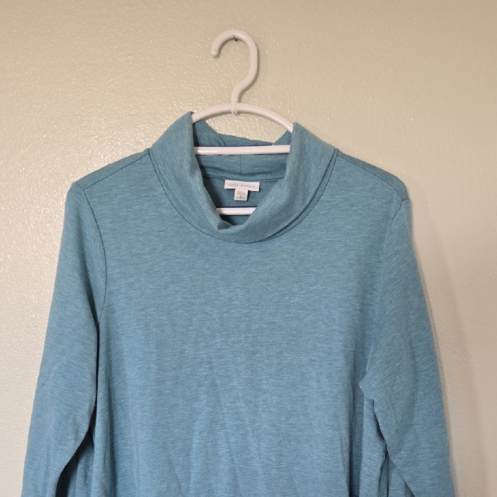 Pure Jill | Teal Blue Asymmetrical Hem Turtleneck Long Sleeve Top Size 1X